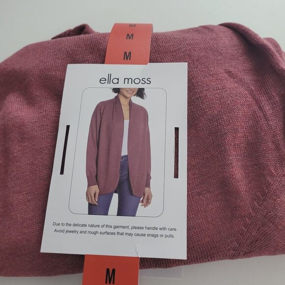 NEW Ella Moss Womens M Open Front Cardigan Sweater Dusty Rose Polyester 23CT - Picture 8 of 9